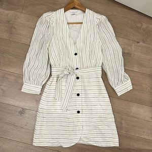 Sandro white linen button down dress